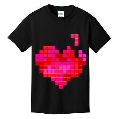 Valentine's Day Retro Video Game Heart Puzzle Kids T-Shirt