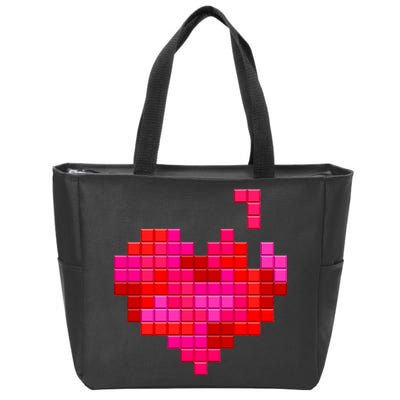 Valentine's Day Retro Video Game Heart Puzzle Zip Tote Bag