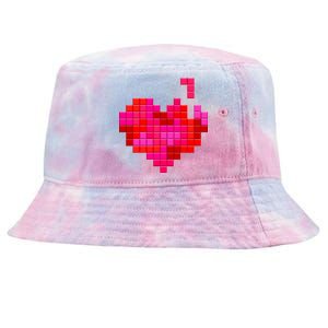 Valentine's Day Retro Video Game Heart Puzzle Tie-Dyed Bucket Hat