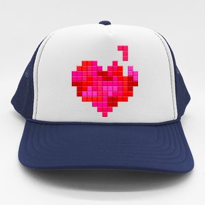 Valentine's Day Retro Video Game Heart Puzzle Trucker Hat