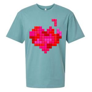 Valentine's Day Retro Video Game Heart Puzzle Sueded Cloud Jersey T-Shirt