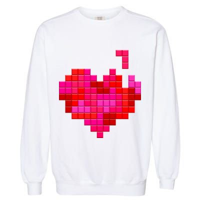 Valentine's Day Retro Video Game Heart Puzzle Garment-Dyed Sweatshirt