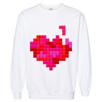 Valentine's Day Retro Video Game Heart Puzzle Garment-Dyed Sweatshirt