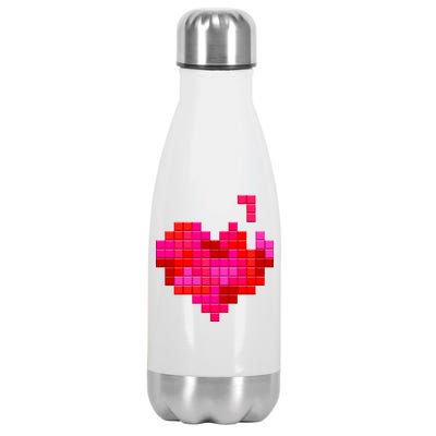 Valentine's Day Retro Video Game Heart Puzzle Stainless Steel Insulated Water Bottle