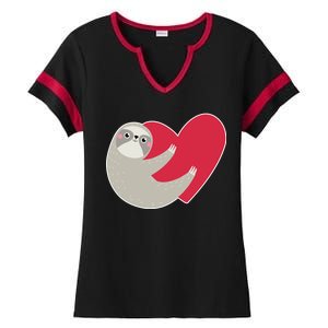 Valentines Day Sloth Heart Ladies Halftime Notch Neck Tee