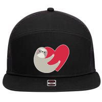 Valentines Day Sloth Heart 7 Panel Mesh Trucker Snapback Hat