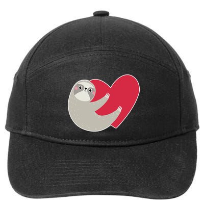 Valentines Day Sloth Heart 7-Panel Snapback Hat