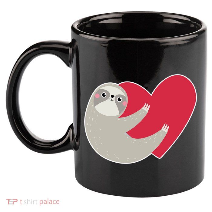 Valentines Day Sloth Heart 11oz C Handle Ceramic Mug