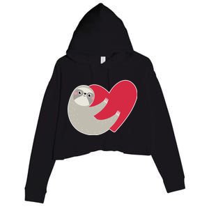 Valentines Day Sloth Heart Crop Fleece Hoodie