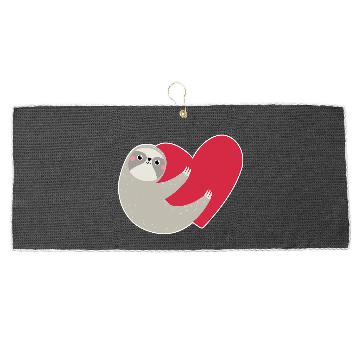 Valentines Day Sloth Heart Large Microfiber Waffle Golf Towel
