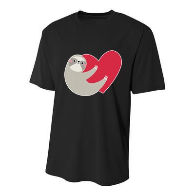 Valentines Day Sloth Heart Youth Performance Sprint T-Shirt