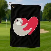Valentines Day Sloth Heart Golf Towel