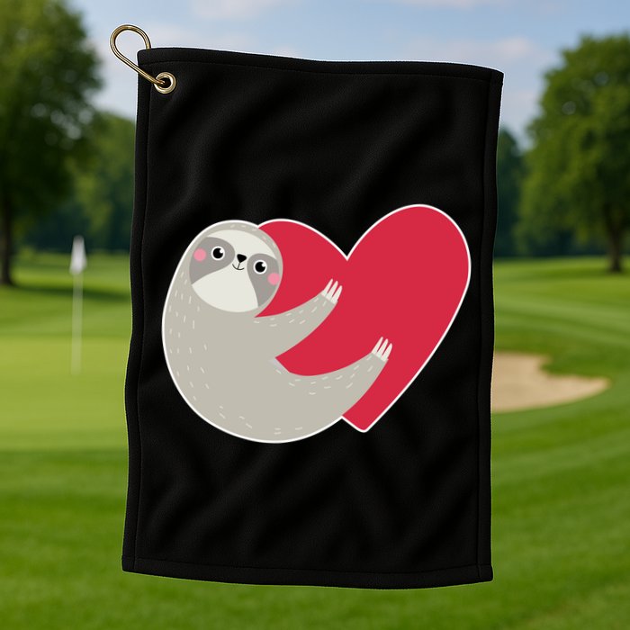 Valentines Day Sloth Heart Golf Towel