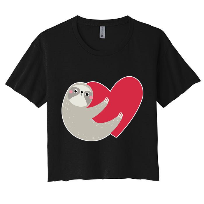 Valentines Day Sloth Heart Women's Crop Top Tee