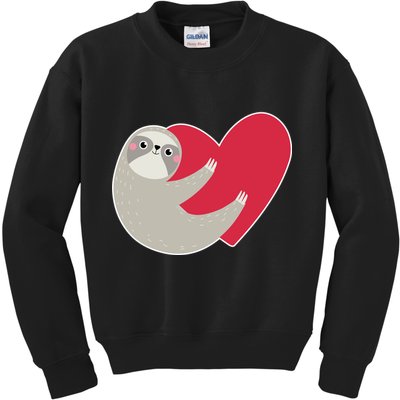 Valentines Day Sloth Heart Kids Sweatshirt