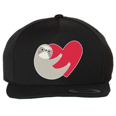 Valentines Day Sloth Heart Wool Snapback Cap