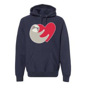 Valentines Day Sloth Heart Premium Hoodie