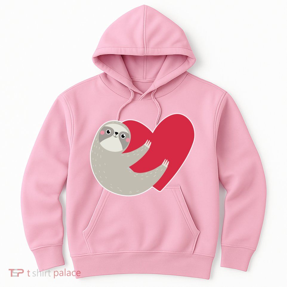 Valentines Day Sloth Heart Hoodie