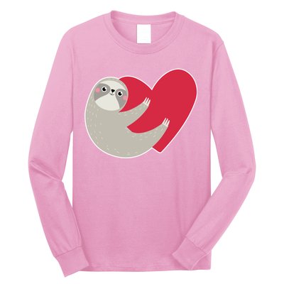 Valentines Day Sloth Heart Long Sleeve Shirt