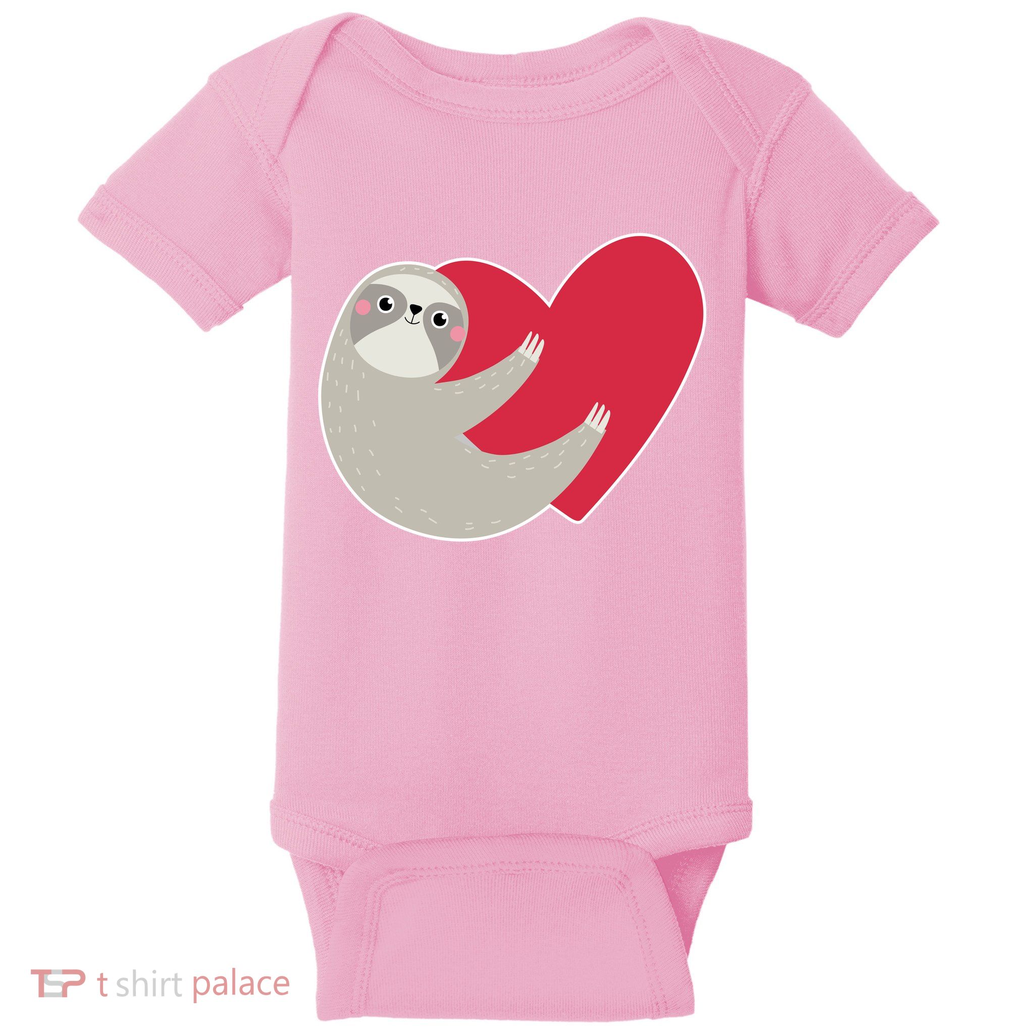 Valentines Day Sloth Heart Baby Bodysuit