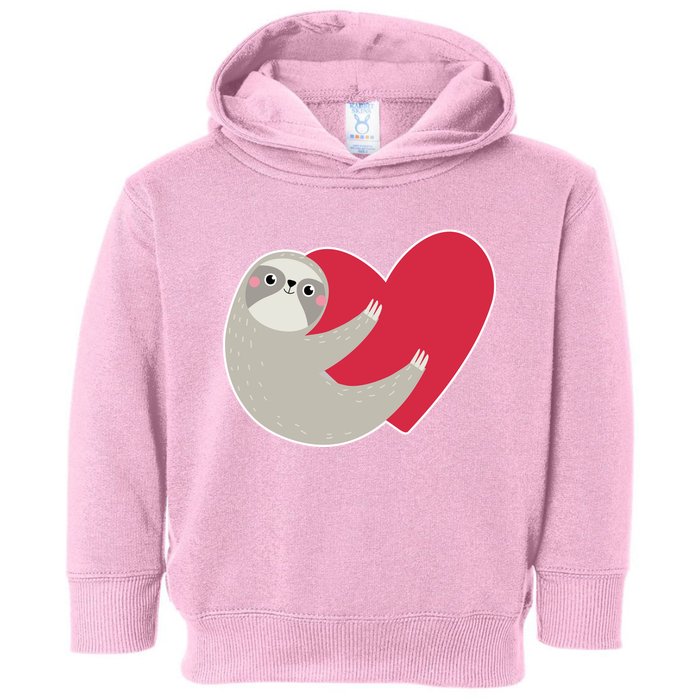 Valentines Day Sloth Heart Toddler Hoodie