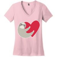 Valentines Day Sloth Heart Women's V-Neck T-Shirt