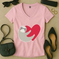 Valentines Day Sloth Heart Women's V-Neck T-Shirt