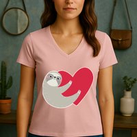 Valentines Day Sloth Heart Women's V-Neck T-Shirt