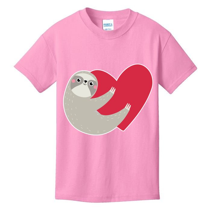 Valentines Day Sloth Heart Kids T-Shirt