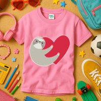 Valentines Day Sloth Heart Kids T-Shirt