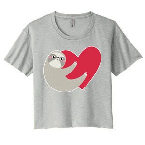 Valentines Day Sloth Heart Women's Crop Top Tee