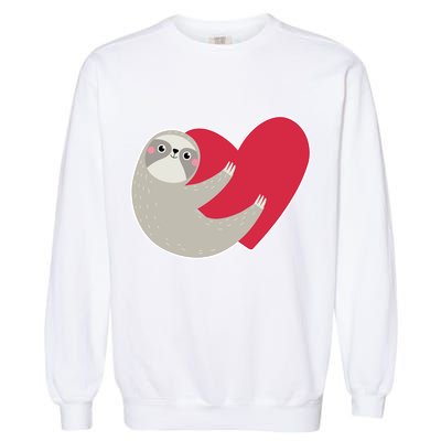Valentines Day Sloth Heart Garment-Dyed Sweatshirt