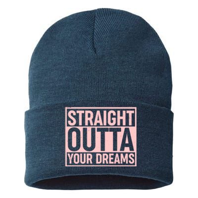 Valentine's Day Straight Outta Your Dreams meme Sustainable Knit Beanie