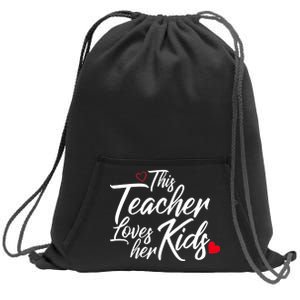 Valentine's Day This Teacher Loves Her Kids Sweatshirt Cinch Pack Bag