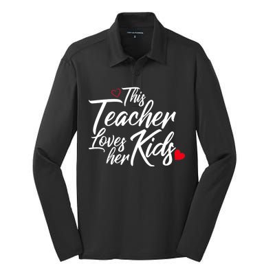 Valentine's Day This Teacher Loves Her Kids Silk Touch Performance Long Sleeve Polo