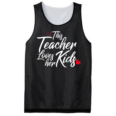 Valentine's Day This Teacher Loves Her Kids Mesh Reversible Basketball Jersey Tank