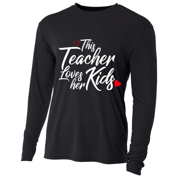 Valentine's Day This Teacher Loves Her Kids Cooling Performance Long Sleeve Crew