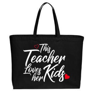 Valentine's Day This Teacher Loves Her Kids Cotton Canvas Jumbo Tote