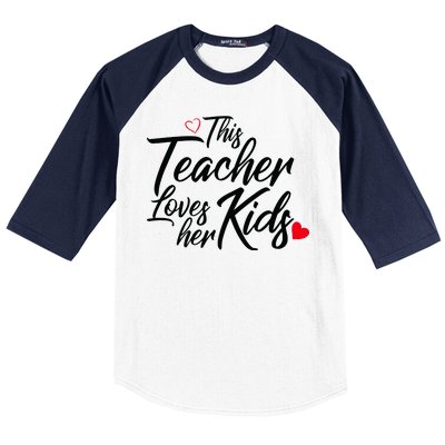 Valentine's Day This Teacher Loves Her Kids Baseball Sleeve Shirt