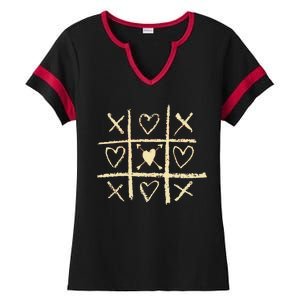 Valentine's Day Tic Tac Toe Love Hearts Ladies Halftime Notch Neck Tee