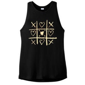 Valentine's Day Tic Tac Toe Love Hearts Ladies PosiCharge Tri-Blend Wicking Tank