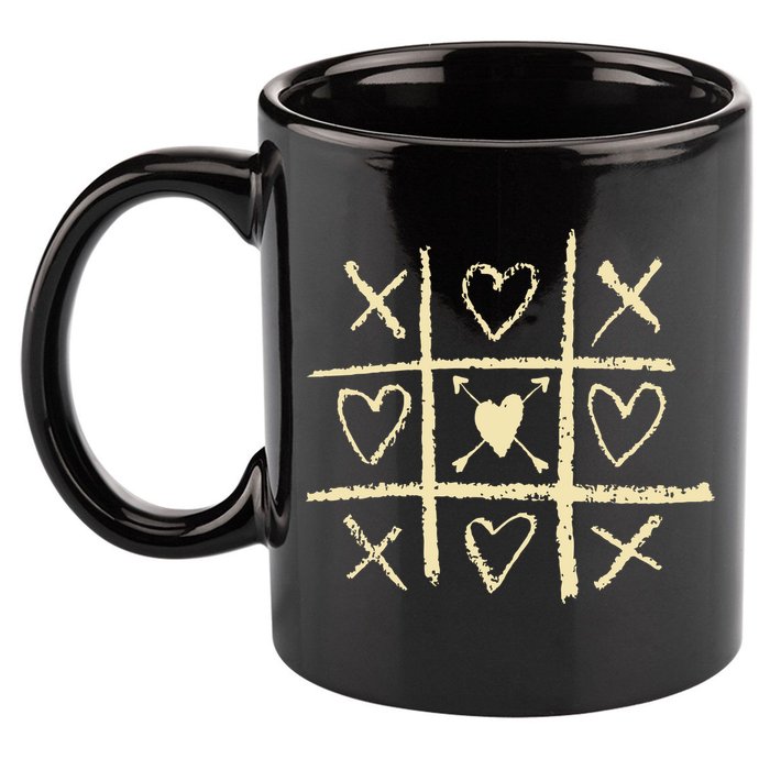 Valentine's Day Tic Tac Toe Love Hearts 11oz C Handle Ceramic Mug