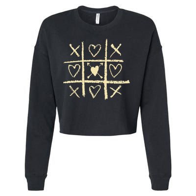 Valentine's Day Tic Tac Toe Love Hearts Cropped Pullover Crew