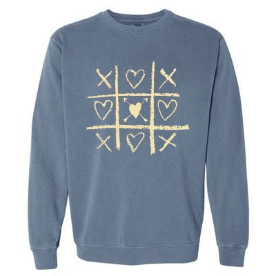 Valentine's Day Tic Tac Toe Love Hearts Garment-Dyed Sweatshirt