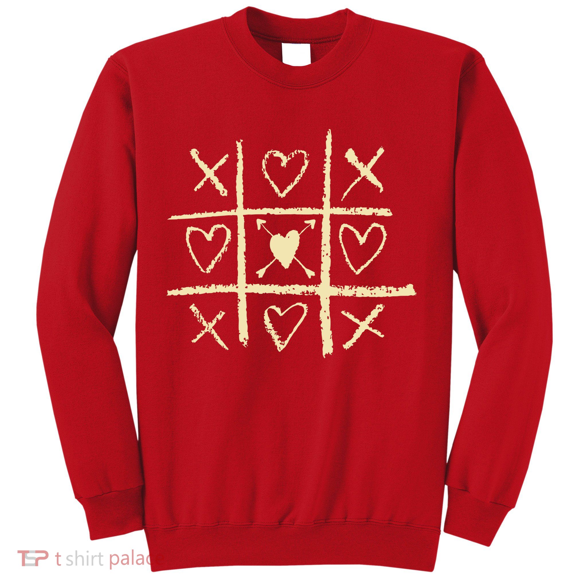 Valentine's Day Tic Tac Toe Love Hearts Sweatshirt