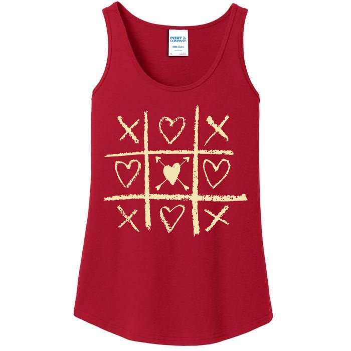 Valentine's Day Tic Tac Toe Love Hearts Ladies Essential Tank