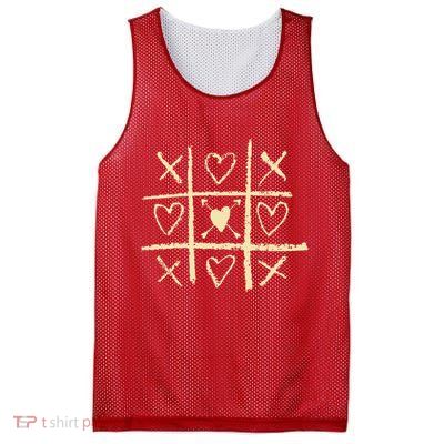 Valentine's Day Tic Tac Toe Love Hearts Mesh Reversible Basketball Jersey Tank