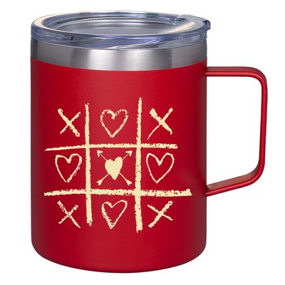 Valentine's Day Tic Tac Toe Love Hearts 12oz Stainless Steel Coffee Mug
