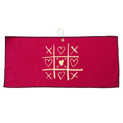 Valentine's Day Tic Tac Toe Love Hearts Large Microfiber Waffle Golf Towel