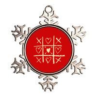 Valentine's Day Tic Tac Toe Love Hearts Metallic Star Ornament